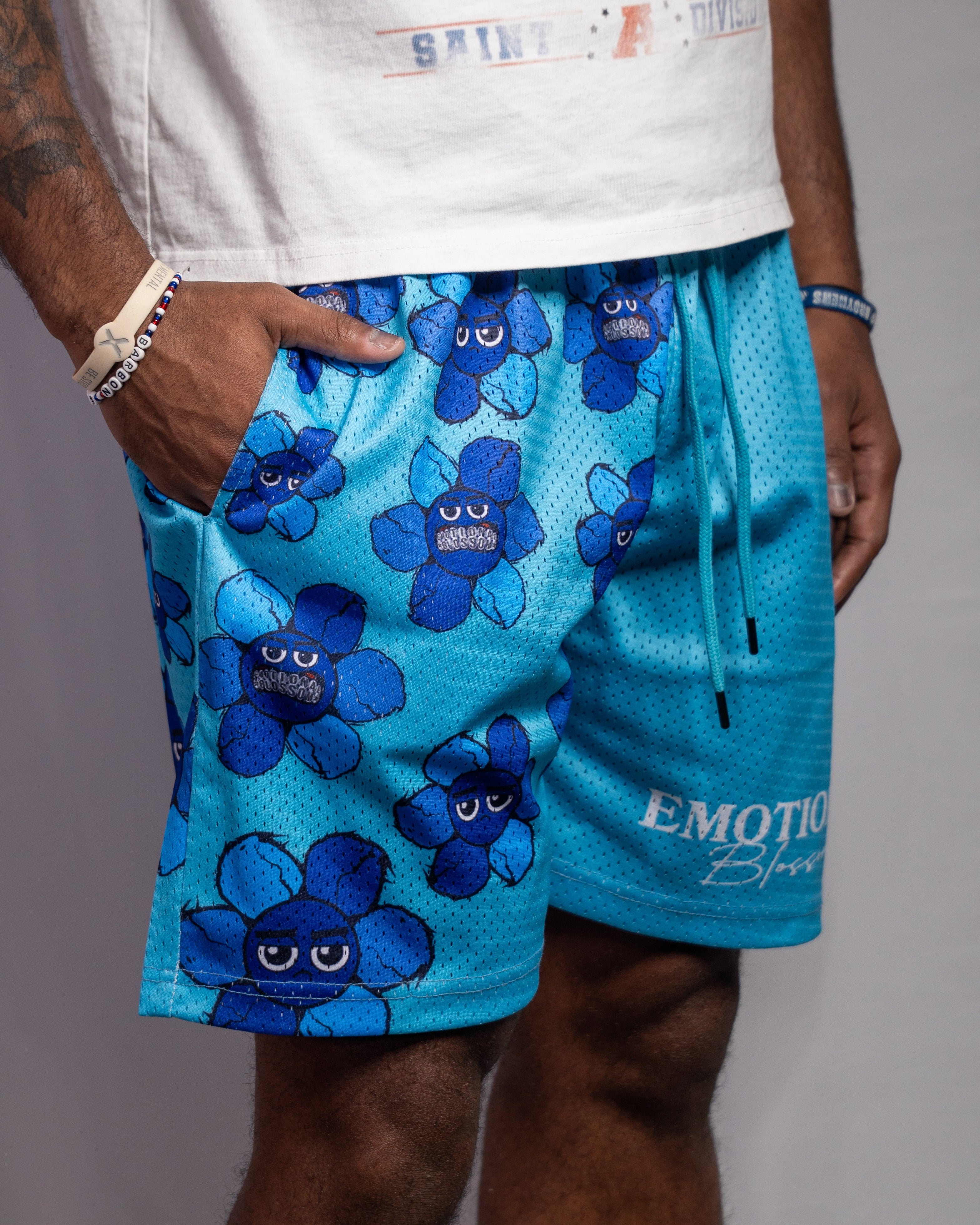 Emotionlal Blossom Mesh Shorts (Blue)