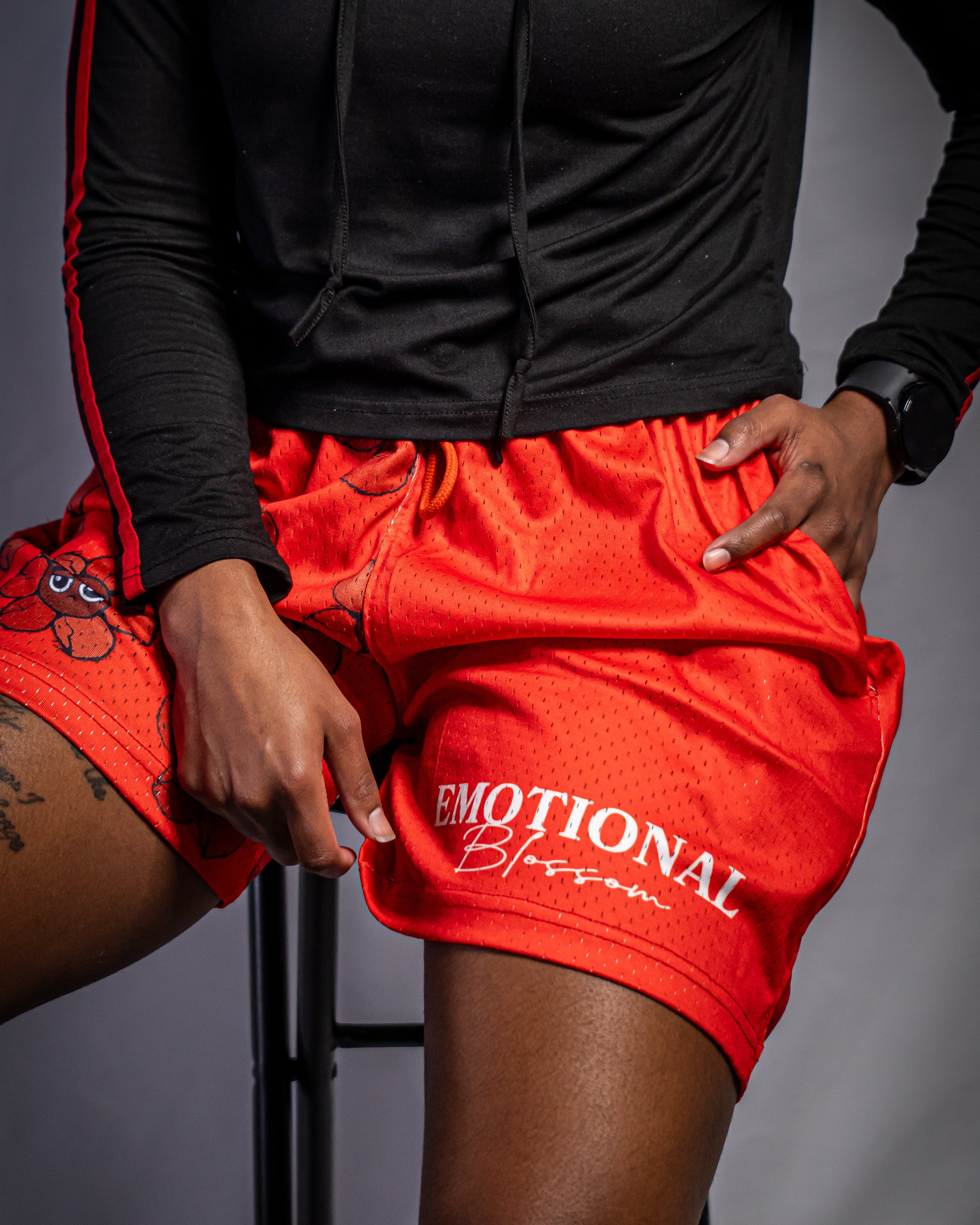 Emotional Blossom Mesh Shorts (Red)
